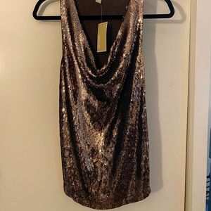 NWT Michael Kors Gold Sequins Tank Top